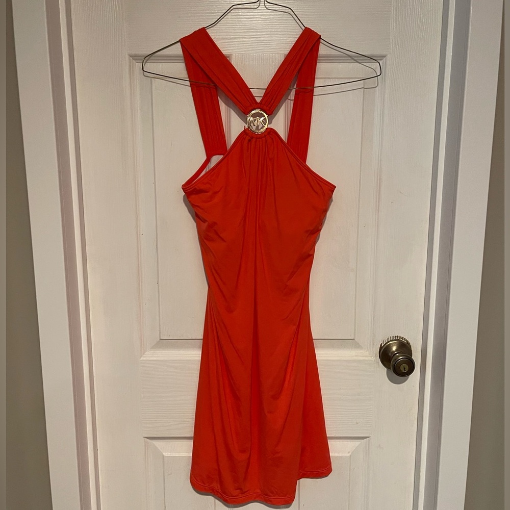 Size S Michael Kors coral dress with built in bra